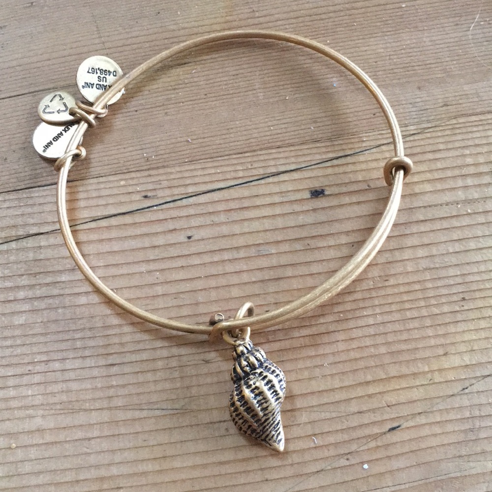 Gold Alex and Ani bracelet with shell